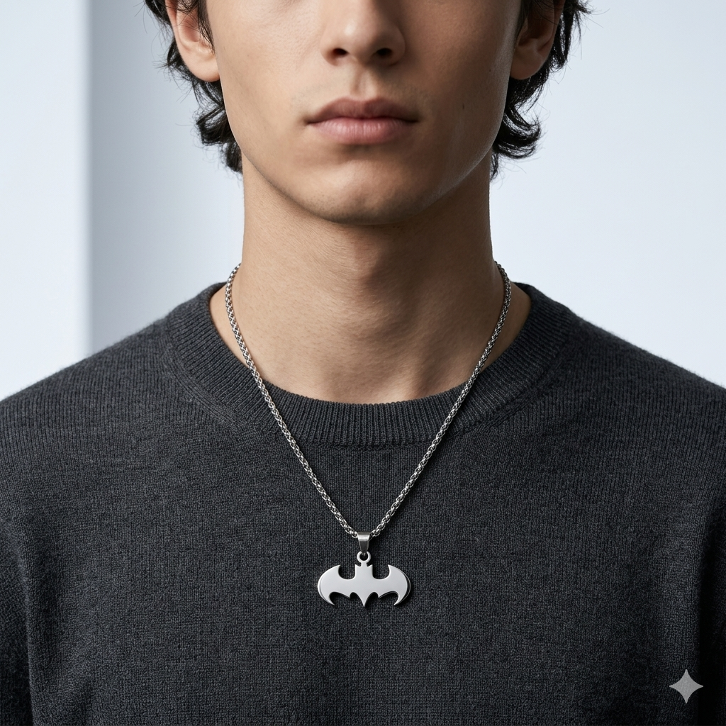 LUVORIA Silver Wing Pendant Necklace – Minimal Stainless Steel Chain for Men & Women